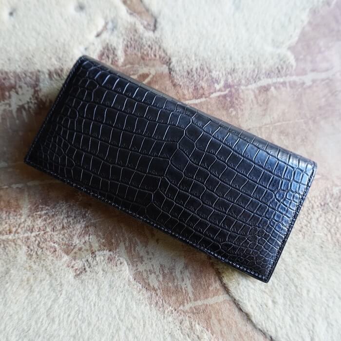 ポロサスクロコダイル100万円収納二つ折り長財布
